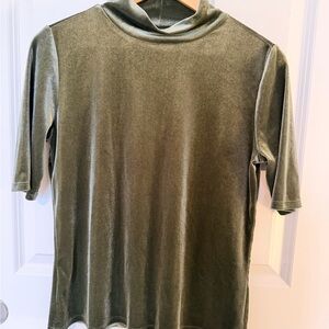 Ann Taylor Olive Green Mock  Blouse